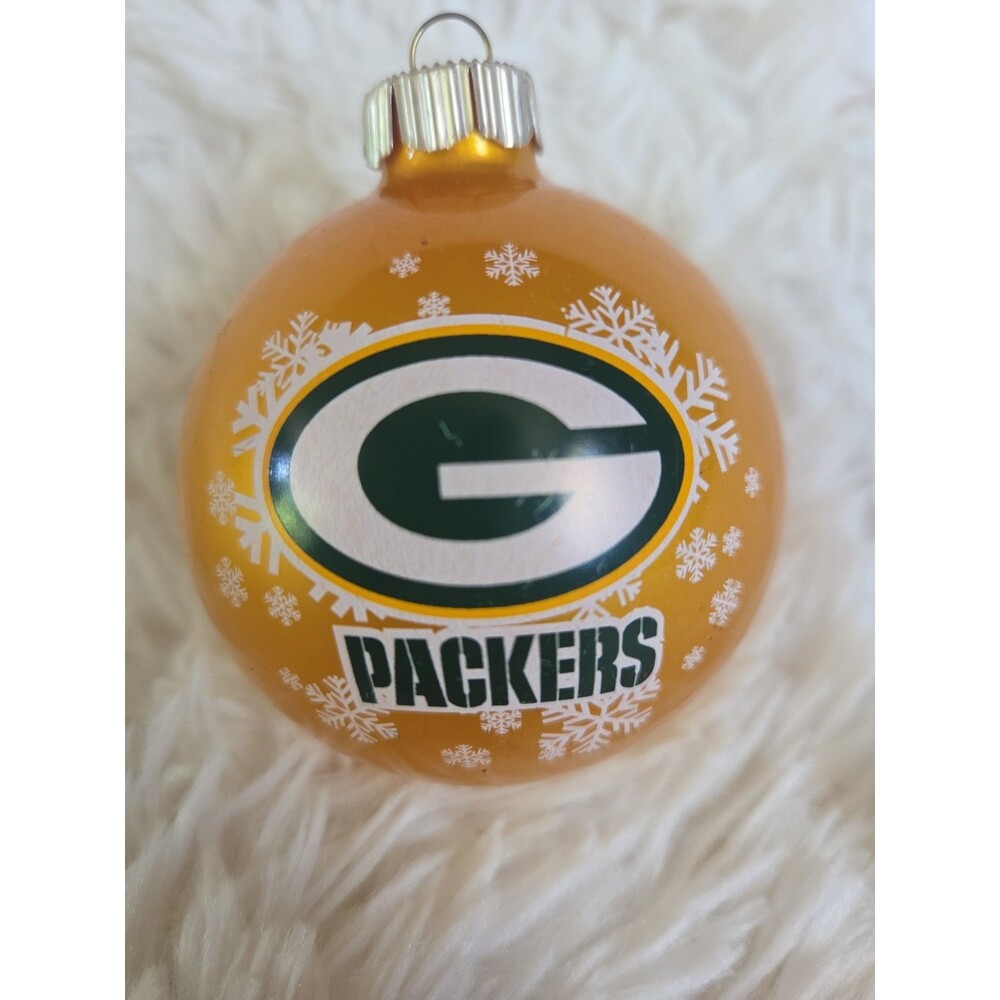 Green Bay Packers Yellow NFL Round Tree Ornament Football Wisconsin